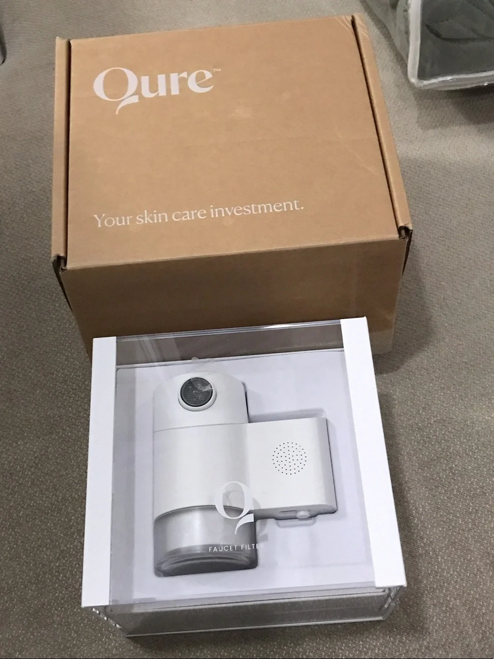 Qure White Faucet Water Filter - Compact Faucet Filter